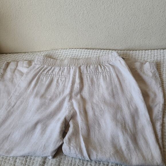 Athleta 100% Linen Light Beige Casual Pants Women's Size 16 - Picture 4 of 10